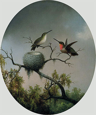 Hummingbirds with Nest, 1863 | Martin Johnson Heade | Giclée Leinwand Kunstdruck