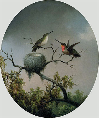 Hummingbirds with Nest, 1863 | Martin Johnson Heade