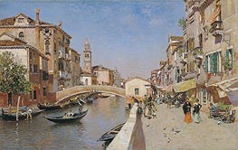 San Lorenzo River with the Campanile of San Giorgio dei greci, Venice, c.1900 von Martin Rico y Ortega | Leinwand Kunstdruck