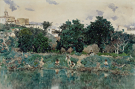 Alcalá: The Banks of the Guadaíra River, 1871 | Martin Rico y Ortega | Giclée Papier-Kunstdruck