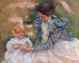 Mother Playing with Child, c.1897 by Cassatt | Paper Art Print