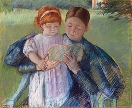 Nurse Reading to a Little Girl, 1895 by Cassatt | Paper Art Print