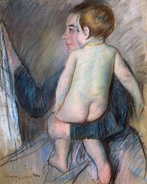 Young Woman Holding a Child (At the Window) | Cassatt | Painting Reproduction