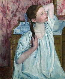 Girl Arranging Her Hair, 1886 von Cassatt | Leinwand Kunstdruck