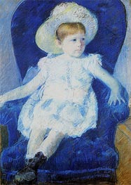 Elsie in a Blue Chair, 1880 von Cassatt | Papier-Kunstdruck