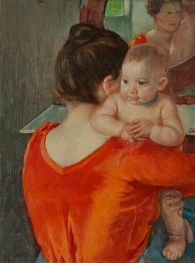 Woman in a Red Bodice and Her Child | Cassatt | Painting Reproduction