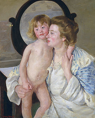 Mother and Child (The Oval Mirror), c.1899 | Cassatt | Giclée Leinwand Kunstdruck
