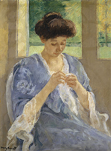 Augusta Sewing Before a Window, c.1905/10 | Cassatt | Giclée Leinwand Kunstdruck