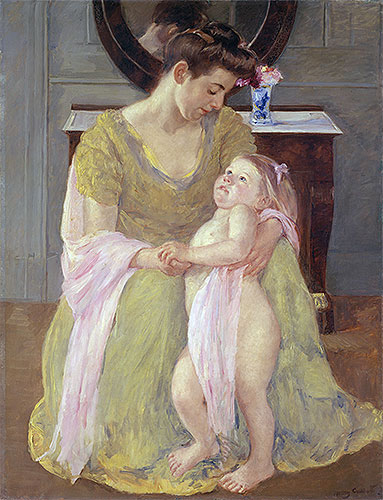 Mother and Child with a Rose Scarf, c.1908 | Cassatt | Giclée Leinwand Kunstdruck