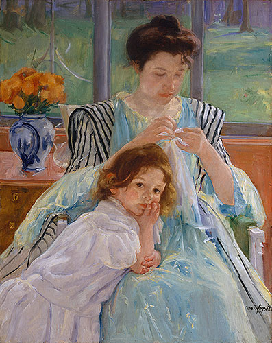 Young Mother Sewing, 1900 | Cassatt | Giclée Leinwand Kunstdruck