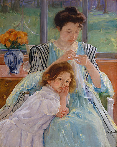 Junge Mutter beim Nähen, 1900 | Mary Cassatt
