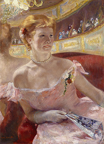 Woman with a Pearl Necklace in a Loge, 1879 | Cassatt | Giclée Canvas Print