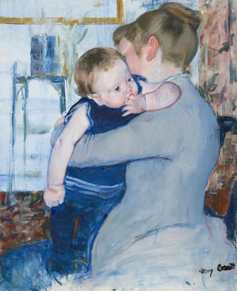 Baby in dunkelblauem Anzug, c.1889 | Cassatt | Giclée Leinwand Kunstdruck