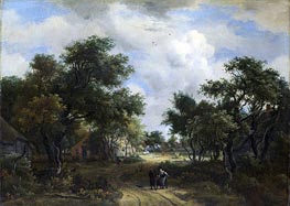 A Road Winding Past Cottages | Meindert Hobbema | Painting Reproduction