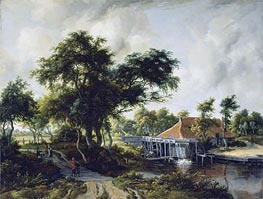 A Watermill | Meindert Hobbema | Painting Reproduction