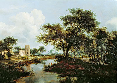 A Ruin on the Bank of a River, 1667 | Meindert Hobbema | Giclée Leinwand Kunstdruck