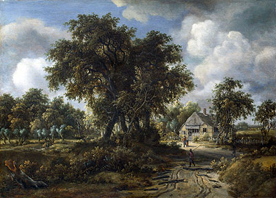 A Woody Landscape, c.1665 | Meindert Hobbema | Giclée Leinwand Kunstdruck