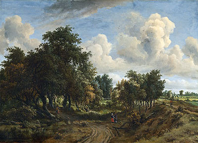 A Wooded Landscape, 1663 | Meindert Hobbema | Giclée Canvas Print
