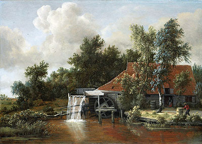A Watermill, 1668 | Meindert Hobbema | Giclée Leinwand Kunstdruck
