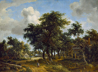 Meindert Hobbema | Village Street under Trees, c.1665 | Giclée Leinwand Kunstdruck