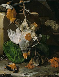 Tote Vögel, m.1660s von Melchior d'Hondecoeter | Leinwand Kunstdruck