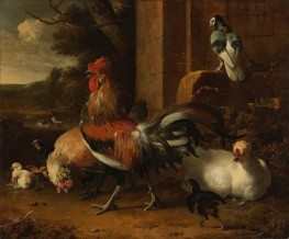 Ein Geflügelhof, c.1660/65 von Melchior d'Hondecoeter | Giclée Leinwand-Kunstdruck