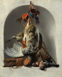 Still Life with Birds and Hunting Gear in a Niche, 1663 by Melchior d'Hondecoeter | Giclée Canvas Print