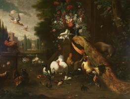 The Poultry Yard, 1680s by Melchior d'Hondecoeter | Giclée Canvas Print