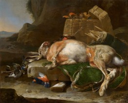 Still Life with Catch Outdoors, 1670 by Melchior d'Hondecoeter | Giclée Canvas Print