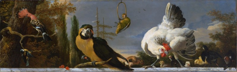 Birds on a Balustrade, c.1680/90 | Melchior d'Hondecoeter | Giclée Canvas Print