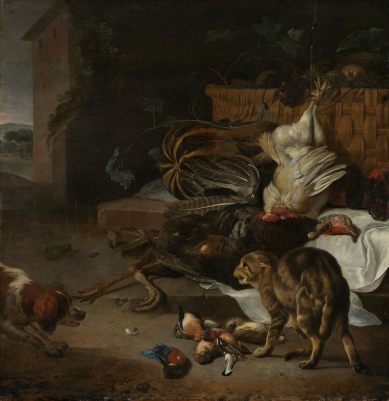 Still Life with Fowl and Fruits, c.1654/95 | Melchior d'Hondecoeter | Giclée Canvas Print