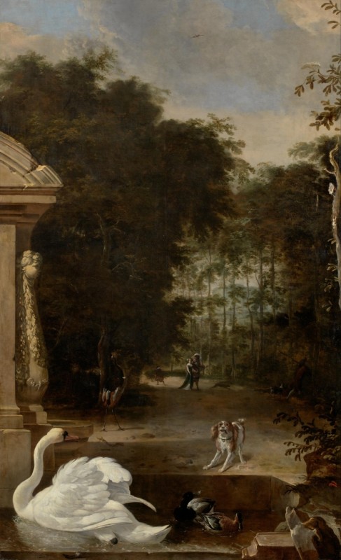 Bird Park with Swan and Dog, c.1671/80 | Melchior d'Hondecoeter | Giclée Canvas Print