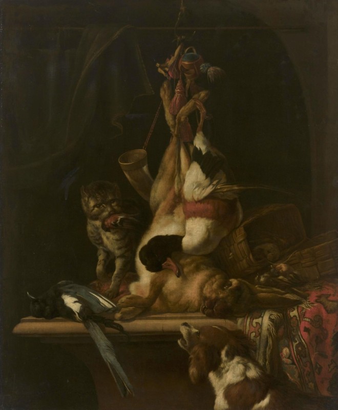 Jagdtrophäen, 1682 | Melchior d'Hondecoeter | Giclée Leinwand-Kunstdruck