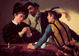 The Cardsharps (I Bari), c.1595/96 by Caravaggio | Canvas Print