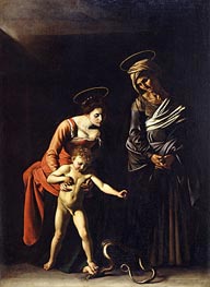 Madonna and Child with a Serpent, 1605 by Caravaggio | Canvas Print