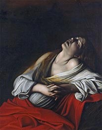 Mary Magdalen in Ecstasy, 1610 von Caravaggio | Leinwand Kunstdruck