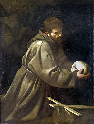 Saint Francis in Meditation, c.1605 | Caravaggio | Giclée Leinwand Kunstdruck