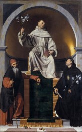 St. Anthony of Padua Between St. Anthony the Great and St. Nicholas of Tolentino by Moretto da Brescia, c.1530/35