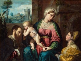 Virgin and Child, with Two Donors by Moretto da Brescia, c.1528/30