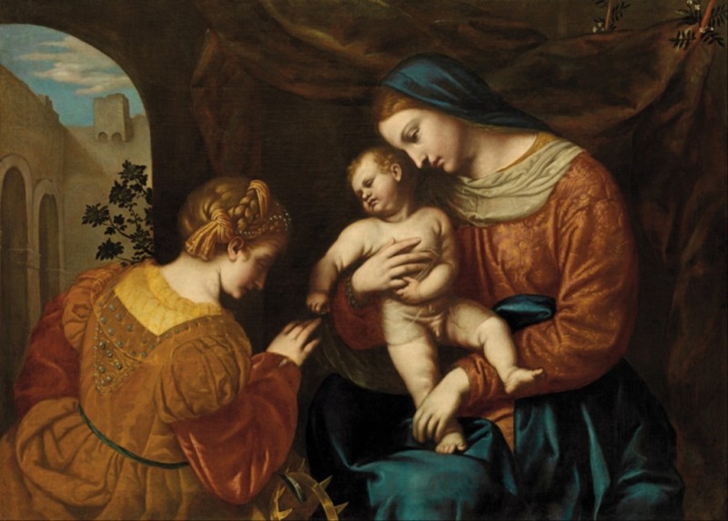 The Mystic Marriage of Saint Catherine by Moretto da Brescia, c. 1540 - canvas print