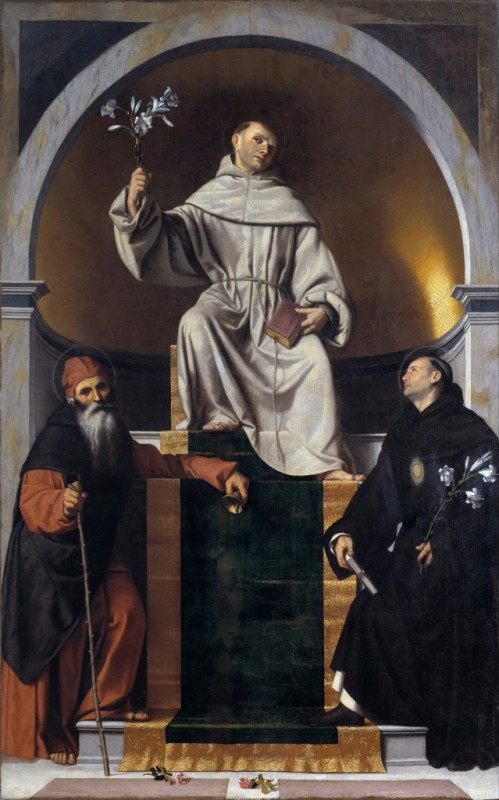 St. Anthony of Padua Between St. Anthony the Great and St. Nicholas of Tolentino by Moretto da Brescia, c.1530/35 - canvas print