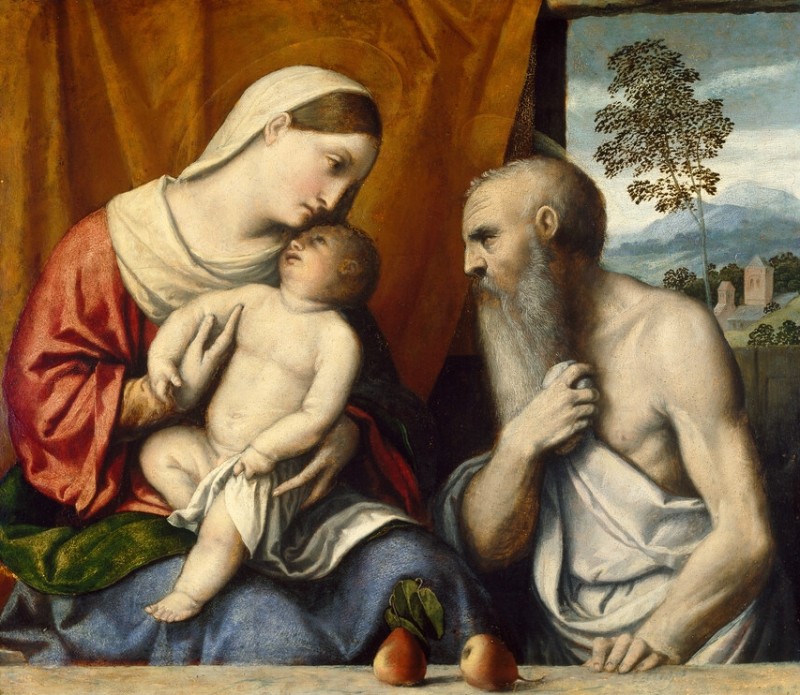 The Virgin and Child with St Jerome by Moretto da Brescia, 1532 - canvas print