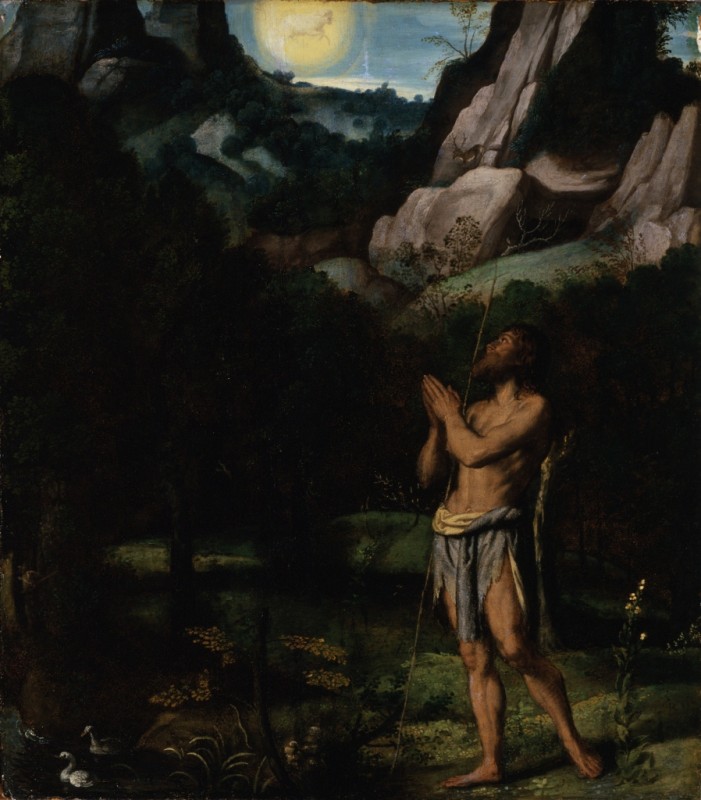 St. John the Baptist in the Wilderness by Moretto da Brescia, c.1535 - canvas print