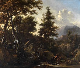 Gorge in Mountain Forest with Old Testament Scene, 1664 by Nicolaes Berchem | Canvas Print