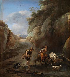 Ford in the Mountains, c.1665/70 by Nicolaes Berchem | Canvas Print