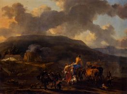 Landscape with Herd and Herdsmen, 1664 by Nicolaes Berchem | Canvas Print