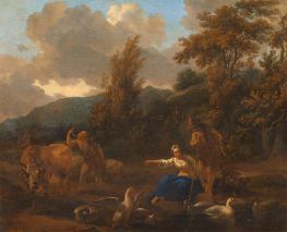 Landscape with a Flock of Geese, n.d. by Nicolaes Berchem | Canvas Print