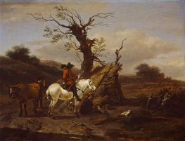 The Bird Trap: Encampment with a Figure on a White Horse, c.1645/46 by Nicolaes Berchem | Canvas Print