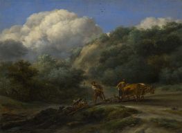 A Man and a Youth ploughing with Oxen, c.1650/55 | Nicolaes Berchem