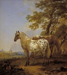 Two Horses in a Landscape, n.d. by Nicolaes Berchem | Giclée Canvas Print